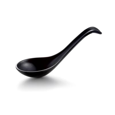 China Sustainable Factory Cheap Reusable OEM Melamine Black Small Plastic Spoon for sale