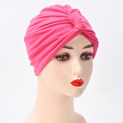 China Eco-friendly Candy Eco-Friendly Unisex Muslim Cross Color Forehead Cloth Turban Hats Women Turban Indian Lady Chemotherapy Hat for sale