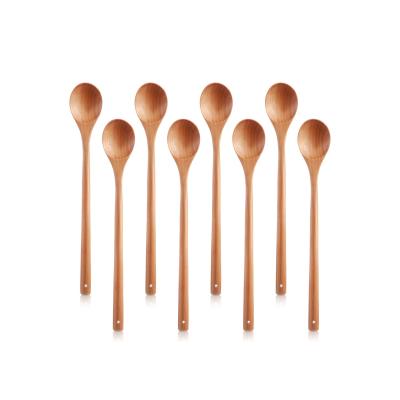 China Long Handle Wooden Spoons Sustainable Wooden Mixing Spoons Wooden Soup Spoons For Kitchen Stirring And Cooking for sale