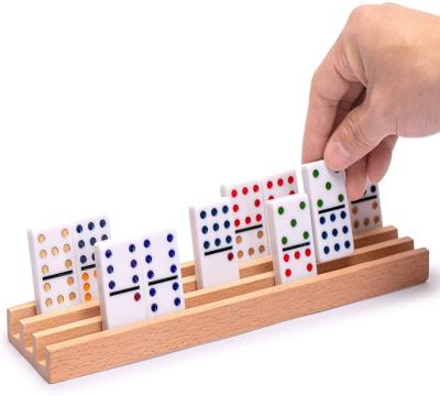 China Domino racks hot sale wooden domino trays set of 4, wooden domino trays racks for domino tiles, domino games for sale