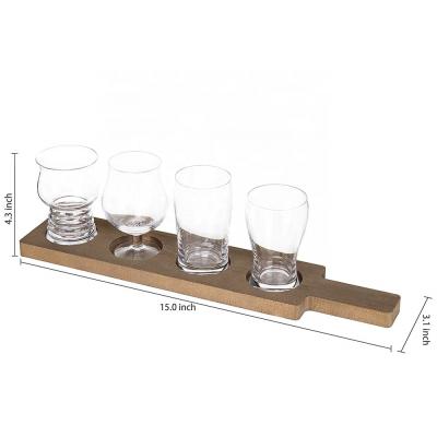 China Eco-friendly Factory Variety Craft Wholesale Beer Tasting Wooden Pallet Serving Tray Wooden Tray With Glass for sale