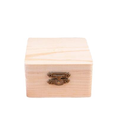 China DIY 6 Pcs Square Wooden Box Handmade Wood Craft Box Wooden Craft Box For Arts Crafts Home Decoration for sale