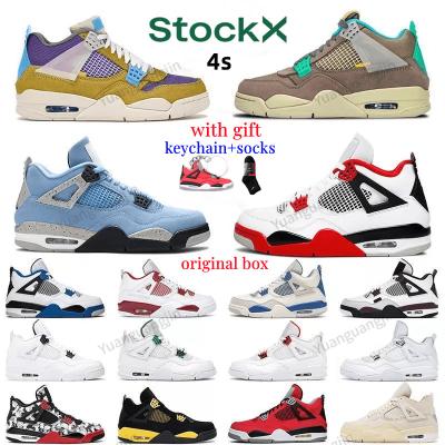 China Damping In Newer Running X Mens Womens Sport Retro 4 UNC Red Infrared Sailing Shoes SE OG AJ Thunder Black Cat 4 Retro Military Sneakers for sale