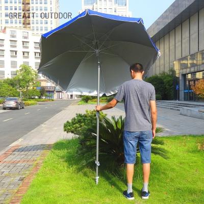 China 2.1m8k Outdoor Plastic Folding Umbrella Stand Antique Beach Umbrella With Brushed Fiberglass Aluminum Tilt for sale