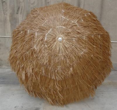 China Luxury TIKI Hawaii Beach Umbrella Umbrella Sun Furniture Umbrella UV30+ Protection Wooden Color Outdoor Aluminum Pole 7.5 Feet With Synethic Straw Thatched Roof for sale