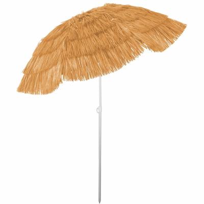 China Large 180cm Diameter Hawaii Thatch Palapa Umbrella Raffia Portable Palm Leaf Straw Umbrella for sale