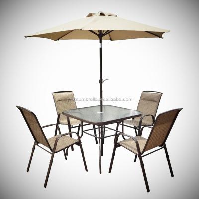 China Large Outdoor Folding Garden Set Shangyu Patio Dining Set With Umbrella for sale