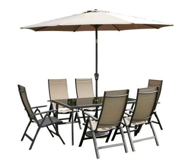 China Modern Outdoor Furniture 8 Piece Outdoor Restaurant Patio Umbrella Set Include 1 Table, 4 Chairs and 1 Patio Umbrella for sale