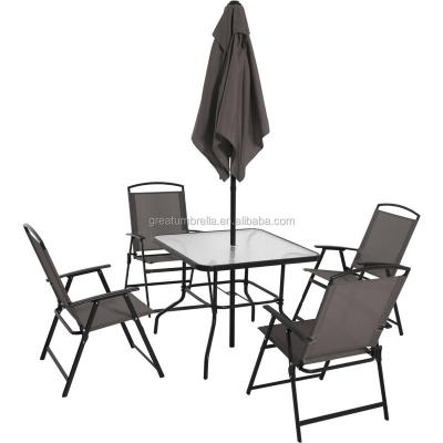 China Garden set cheap foldable teslin chair and table set with umbrella for sale