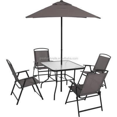 China Garden set luxury outdoor table chair with umbrella for sale