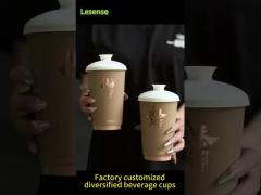 White Kraft Compostable Paper Cups Double Wall Takeaway Coffee Cups With Lids