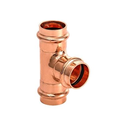 China Plumbing Water Hot Sale Metal 3 Way Equal Tee Connection V Profile Plumbing Material Copper Pipe Fittings for sale