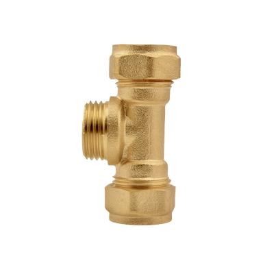 China Chilled water systems Custom NPT Male Thread Forged Three Way Tee Brass Compression Fittings for Home Building for sale