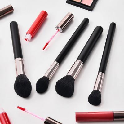 China Angular Blush 2021 Wholesale Custom Black Goat Hair Powder Brush Makeup Set Brush Handle 7pcs for sale