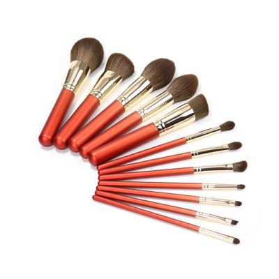 China Angular Blush 2021 12 Pcs MIRANDA Aluminum Ferrule Makeup Brush Set Rose Gold Synthetic Hair Makeup Tools for sale