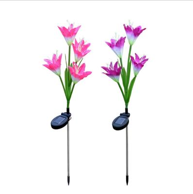 China Hot Sale New Product Garden Lily Flower 4led Solar Light for Wedding Outdoor Garden Decoration, Landscape, Pathway, Street, Area for sale