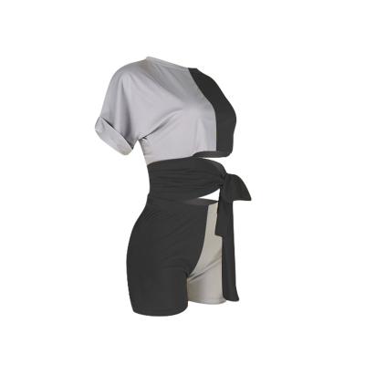 China European and American women's summer new style contrast breathable two-piece hot-selling stitching suit for sale