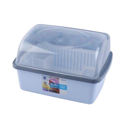 China Kitchen Household Bowls Dishes Cupboard Storage Box Tableware Dish Drain Stored Plastic Rack With Lid for sale