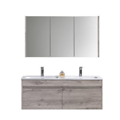 China Modern Luxuxy 48 Inch Melamine Double Basin Bathroom Vanity Wood Hanging Cabinet for sale