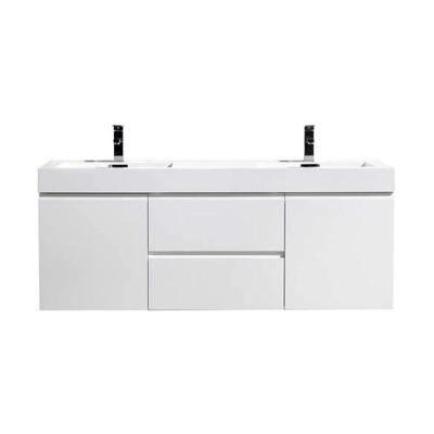 China 60 Inch Durable Wall Mount Single Bath Furniture Set Custom Design Bathroom Sink Lavatory Cabinet Vanity for sale