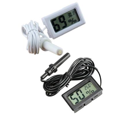 China Plastic Embedded Digital Thermometer And Hygrometer With Probe , Electronic Hygrometer Sensor FY-12 With White And Black Wire for sale