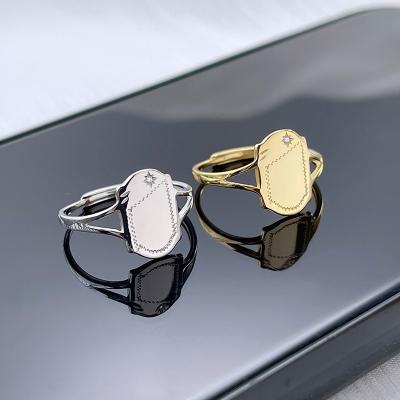 China High Quality Fashion Jewelry 925 Sterling Silver Gold Plated Geometric Adjustable Ring for sale