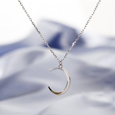 China Simple Design Romantic Gold Plated Moon Choker 925 Sterling Silver Pendant Necklace For Women Girls for sale