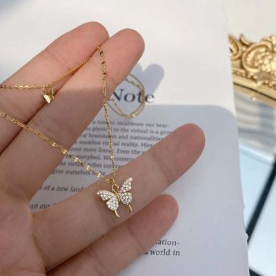 China Romantic Trendy Gold Plated Butterfly Layer Pendant Necklace For Women Girls for sale