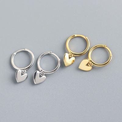 China TRENDY Classic Design Gold Plated 925 Sterling Silver Heart Drop Circle Dangle Earrings For Women Girls for sale