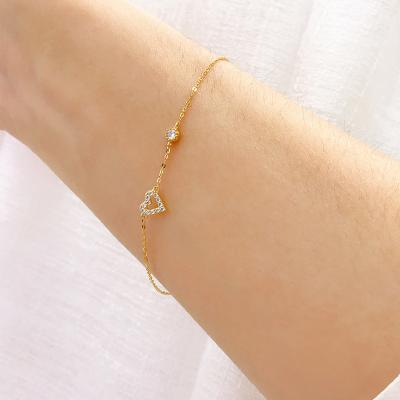 China Romantic Charm 925 Sterling Silver Gold Plated Mini Double Knot Bracelet For Women Girls for sale