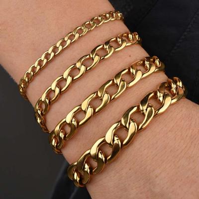 China High Quality Stainless Steel Gold Plated Cuban Link Chain Bracelet For Men for sale