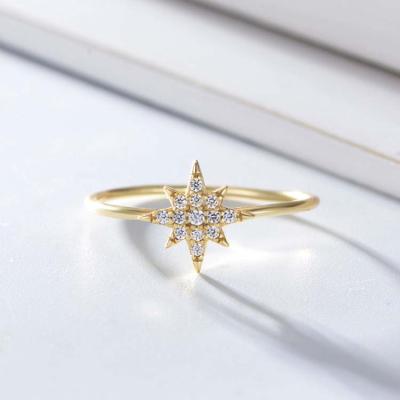 China High Quality Fashion Jewelry 925 Sterling Silver Gold Plated Star Burst Ring For Women Girls for sale