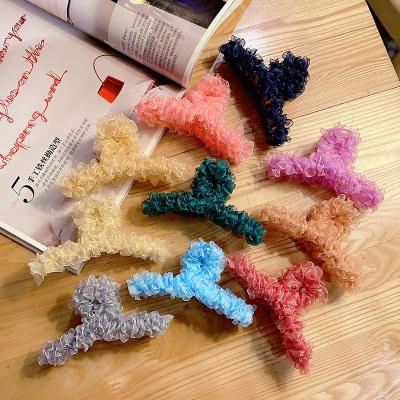 China High Quality New Arrival High Quality Lace Rack Hair Accessories Wrinkled Hair Claws Big For Women Girls for sale