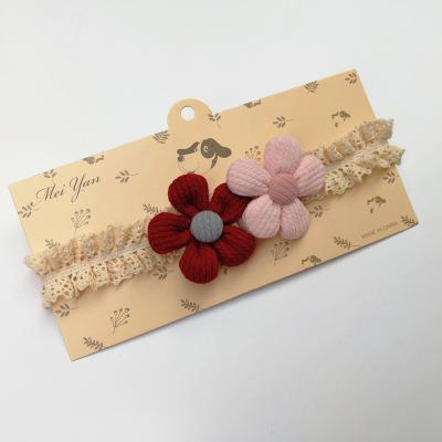 China New Style Sweet Soft Stretchy Elastic Headband With Flower Bow For Baby Hair Accessories for sale