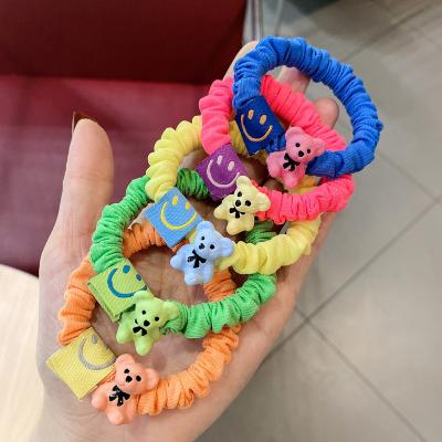 China Candy Color Cute Elastic Bear Face Ponytail Holders Hair Tie Smile Rope for sale