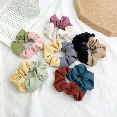 China New Design Ponytail Hair Stand High Elastic Tie Two Color Stitching Stretch Hair Scrunchies for sale