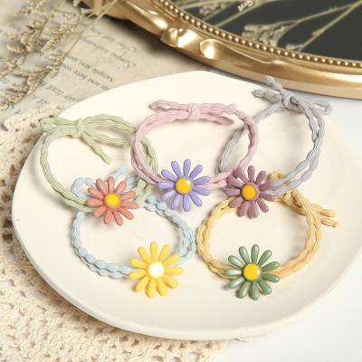 China Fashion High Quality Flower Elastic Hair Bands Rainbow Hair Tie Baby Hair Accessories for sale