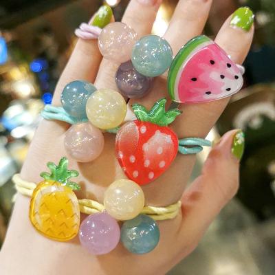 China High Quality Tasty Fruit Ball Elastic Ponytail Holder Hair Ties For Baby Hair Accessories for sale