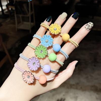 China Wholesale High Quality Soft Elastic Hair Tie With Flower Ball For Baby Hair Accessories for sale