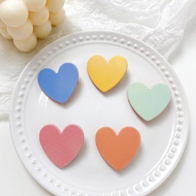 China Attractive Tasty Simple Acrylic Non-slip Candy Color Heart Hair Clip Hair Accessories For Women Girls for sale