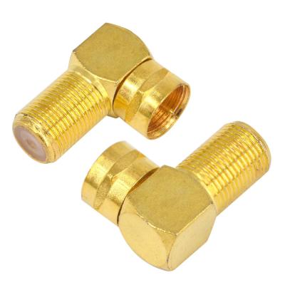 China Rectangular RF TV Aerial Cable Connector 90 Degree RF F Female To TV Male Plug To Female Socket for sale