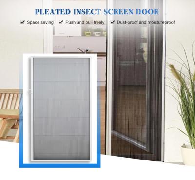 China Open Horizongtal Quality Assurance Easy To Install Solid Pleated Mesh Folding Screen Door Anti Mosquito for sale