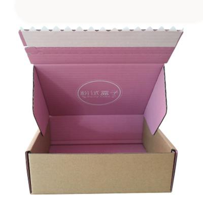 China Recycled Materials Custom Logo Printing Tear Strip Packaging Boxes Corrugated Cardboard Self Sealing Mailing Box for sale