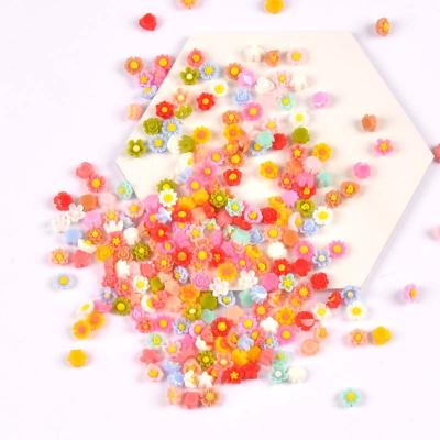 China Mixed Europe Scrapbooking Embellishments 100PCs 6mm Mini Flatback Resin Flower Cabochons Open DIY Nail Decoration for sale