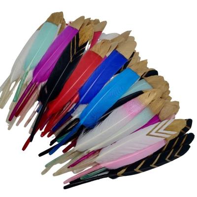 China Europe Black and Gold Natural Duck Feathers Crafts 10-15CM Goose Feather for Jewelry Making DIY Home Plumas Party Decoration for sale