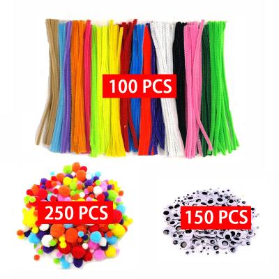 China Colorful Toy Kids Creative Art Crafts Funny Educational Supply Pipe Cleaner Plush Sticks Pompoms Feather Craft Education Children DIY Sticker Eyes for sale