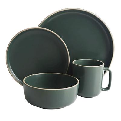 China Sustainable Zuma Green 16 Piece Round Kitchen Dinnerware Set Service For 4 for sale