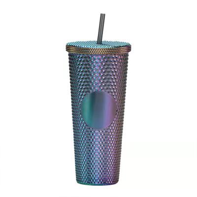 China Viable Multi Colored 24 oz Pineapple Glitter Glow Insulated Reusable Mugs Plastic Acrylic Dark Matte Holographic Double Laser Wall for sale