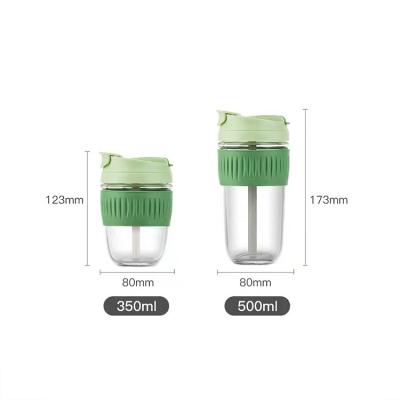 China Sustainable Fashion Design Cute Eco-Friendly Reusable Mug Travel Keep Silicone Lid And Sleeve Cup Glass Coffee Mug for sale