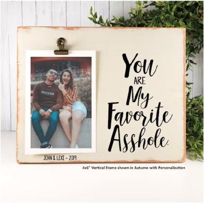 China Handmade Unique Soul Mates Funny Anniversary Gift Rustic Wooden Picture Frame for sale